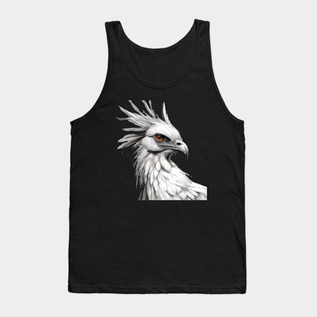 Secretary bird drawing Tank Top by Amusing Aart.